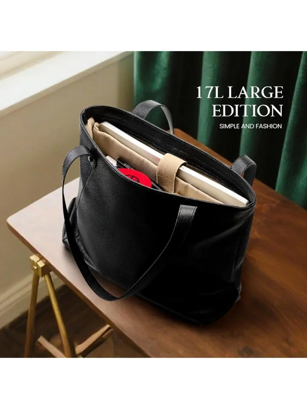 Women Z1-black  Leather Shoulder Satchel Laptop Compartment Bag